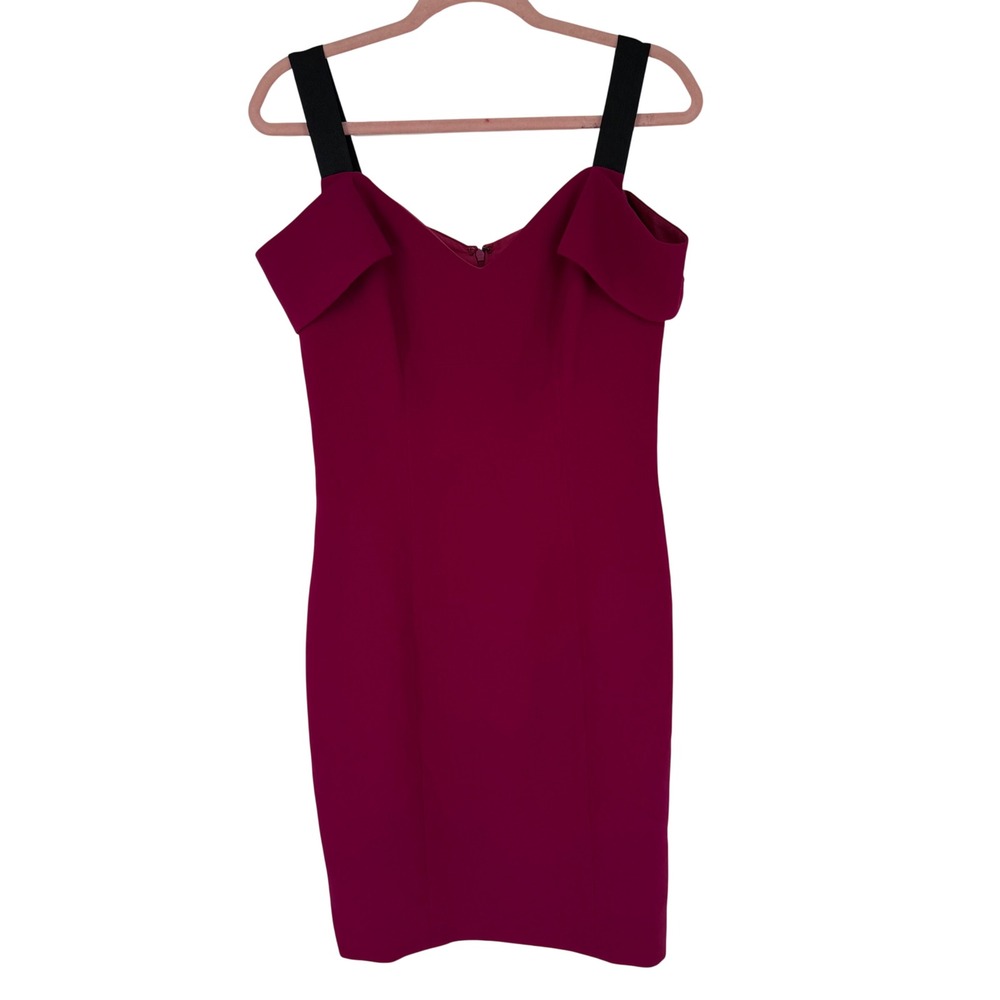 Slate & Willow Cold Shoulder Dress‎ Womens 6 Magenta Pink Bodycon V-Neck